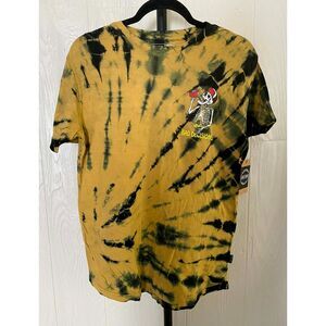 Dikotomy Tie Dye Graphic Tee “Bad Decisions” Skeleton Shirt Yellow Black Size S
